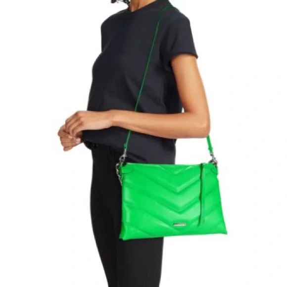 Rebecca Minkoff Edie Maxi Crossbody Neon Green Bag Purse EUC tags & dust bag - Picture 2 of 13